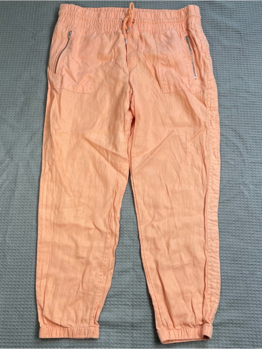 Athleta Cabo Linen Jogger Pants 16 Womens Creamsicle Orange Beach Coastal